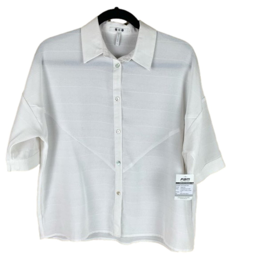 THREE Dots I Oversized Short Sleeve Button up Blouse NWT